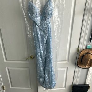 powder blue promgirl prom dress